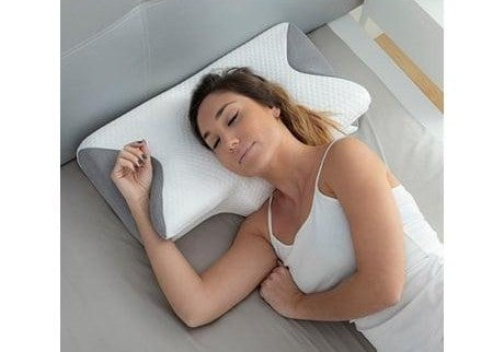 LUDAMAX-Almohada cervical viscoelástica diseño mariposa GRIS