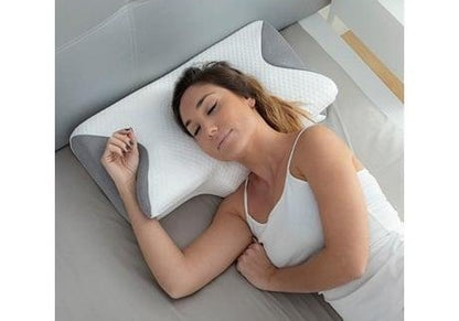 LUDAMAX-Almohada cervical viscoelástica diseño mariposa GRIS